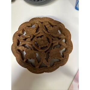 Wooden Hand Carved Trivet  6 Inches